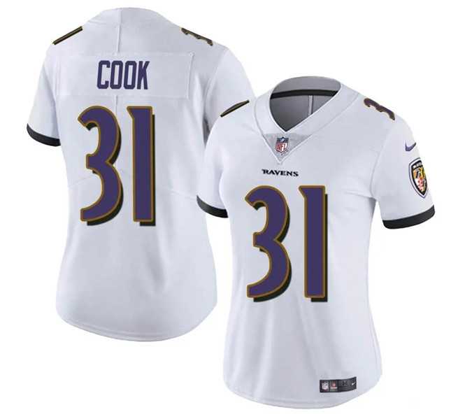 Womens Baltimore Ravens #31 Dalvin Cook White Stitched Jersey Dzhi